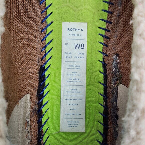 ROTHY'S Women's The Slipper Knit Wool Fleece Lining, Nutmeg Beige Tan Size 8 - Picture 11 of 14